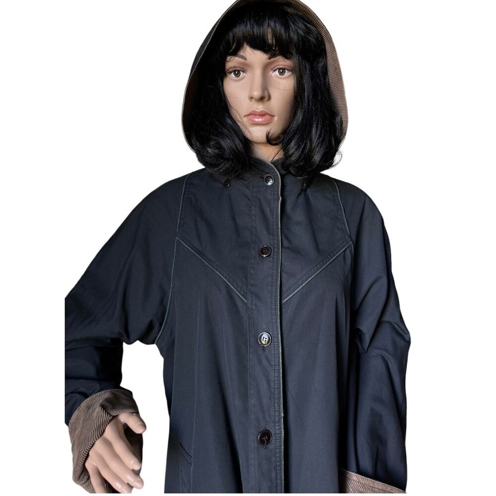 Vintage The Membership Reversable Corduroy brown/ black hooded Coat size large - Picture 6 of 16